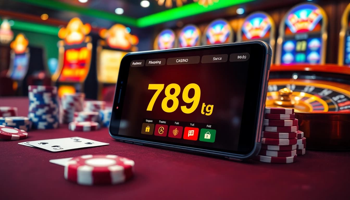 Vive la emoción de apostar en la plataforma 789g con elementos de casino vibrantes como fichas de póker y cartas.