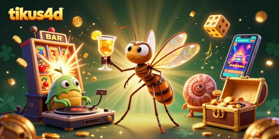 Tikus4d casino mascot brings luck with vibrant 3D illustration highlighting slots and whimsical elements.
