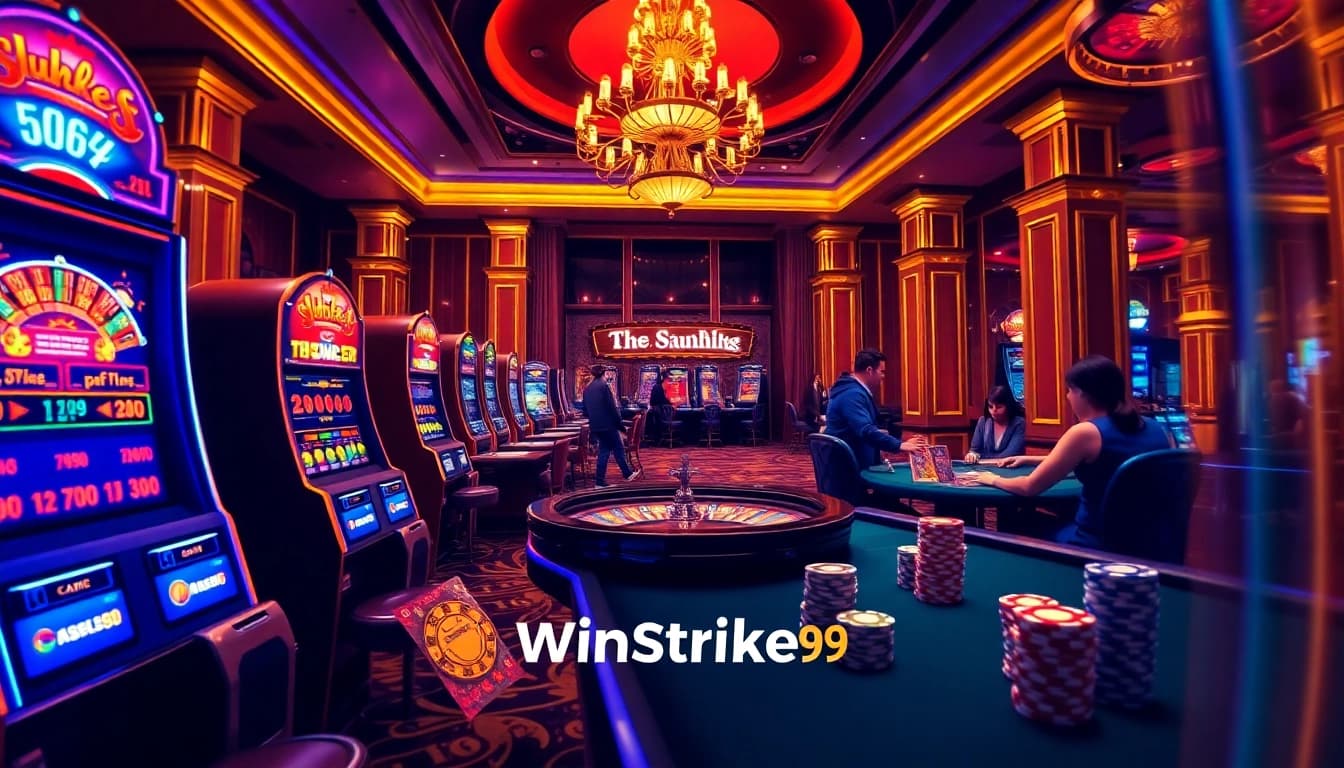 Experience the thrill of winstrike69 with vibrant casino gameplay featuring slots and poker tables.