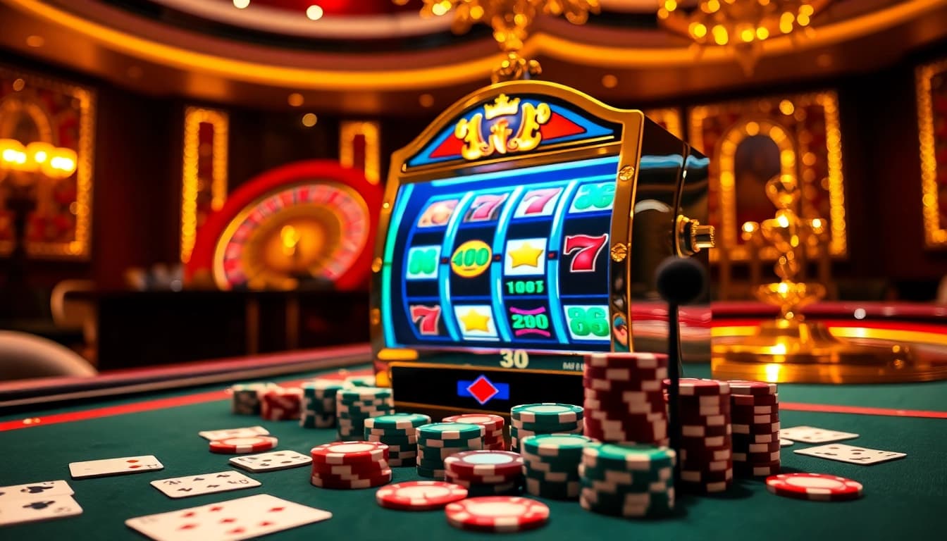 Experience the excitement of bro138 with vibrant slot machines and casino games in a luxurious setting.