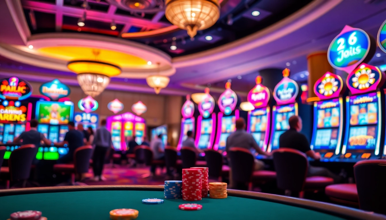 KTPJITU players immersing in thrilling slot action at a vibrant casino.