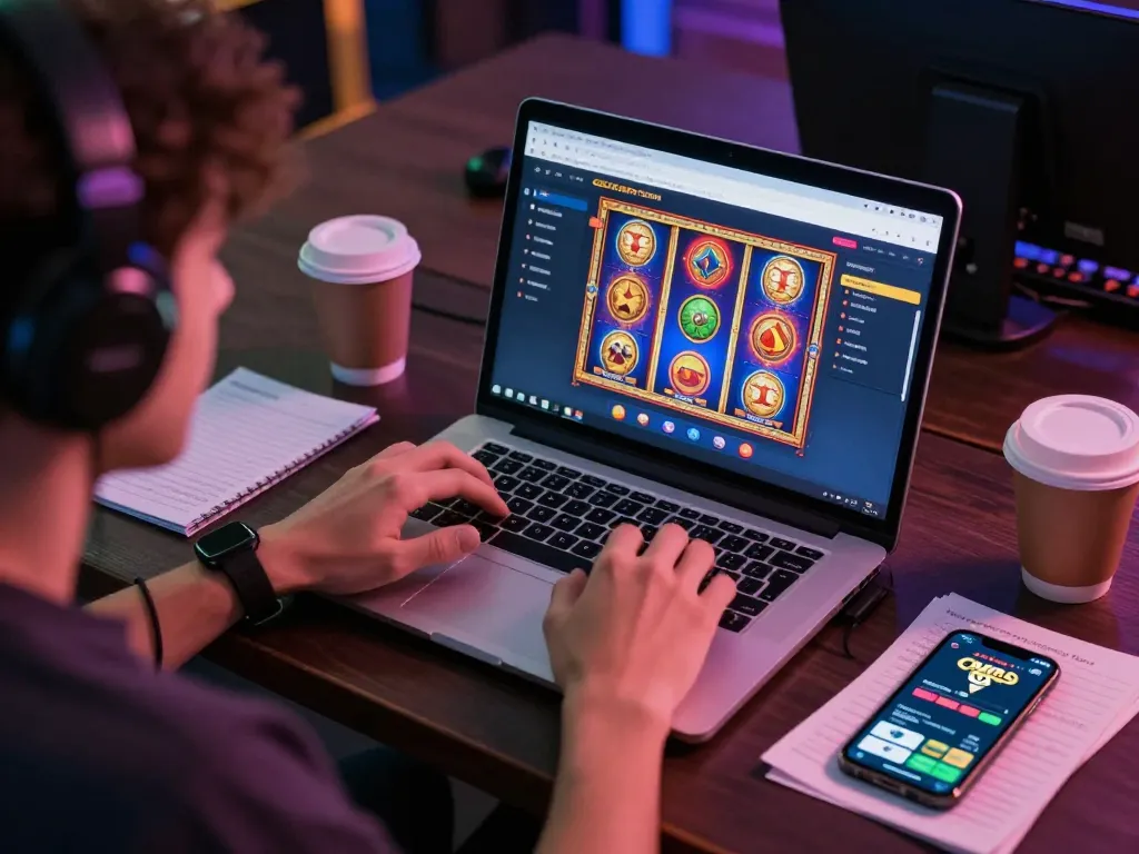 Engaging with CM88 com's casino interface while enjoying online slot games in a cozy setting.