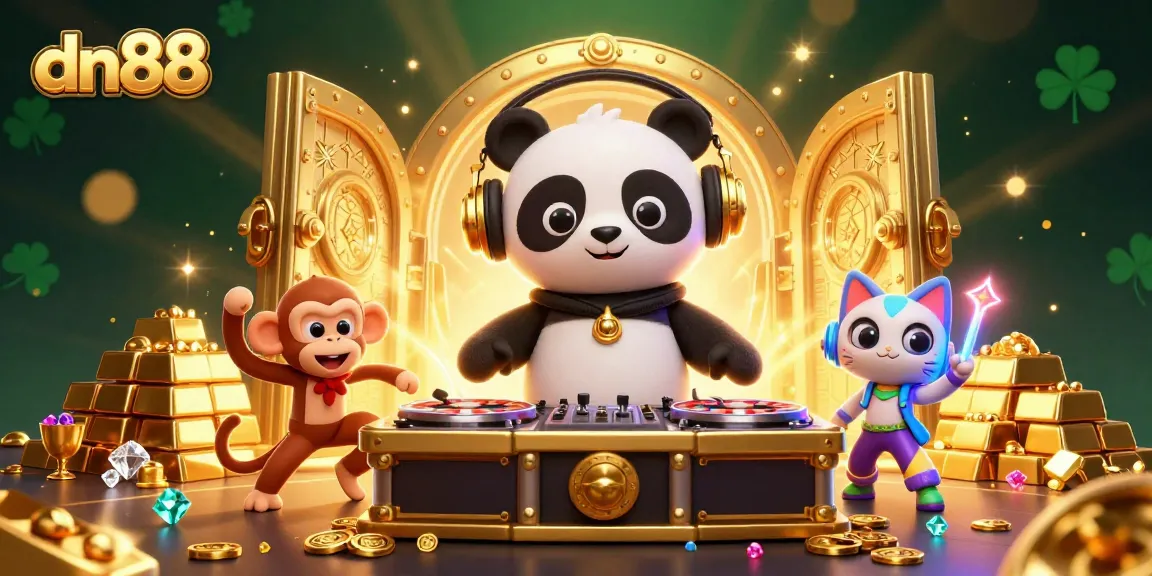 Experience the excitement of dn88 with vibrant 3D characters in a lively casino scene featuring spins and wins.
