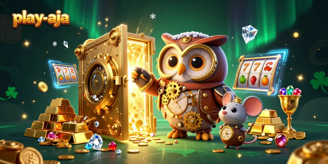 Engage with play-aja's vibrant casino world featuring a time-traveler owl and treasure galore.