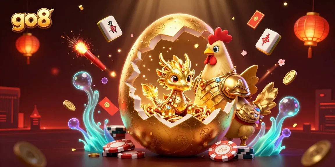 Engage in vibrant gameplay at go8 with a golden dragon and poker chips illustration.