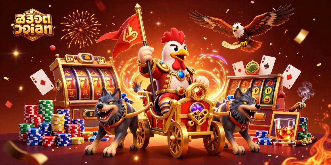 Play exciting slot games with สล็อตวอเลท featuring a rooster warlord and thrilling casino elements.