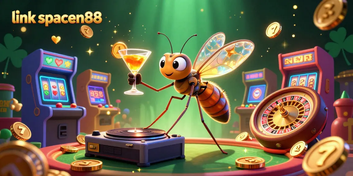 Experience vibrant action with link spaceman88 as a cartoon mosquito mascot in an energetic casino scene.