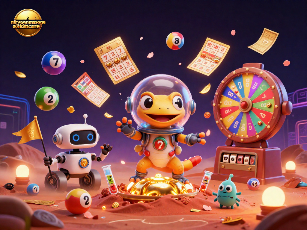 Experience the thrill of gaming with "nirvanamassageandskincare" amidst vibrant casino elements.