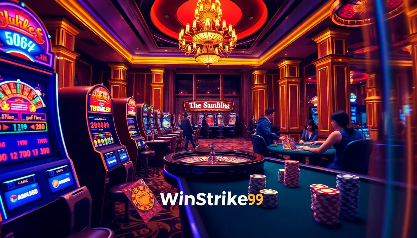 Experience the thrill of winstrike69 with vibrant casino gameplay featuring slots and poker tables.