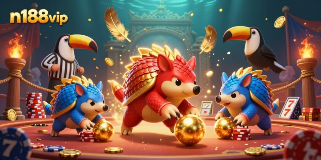 Engage with n188vip as pangolins compete in an exciting casino-themed showdown.