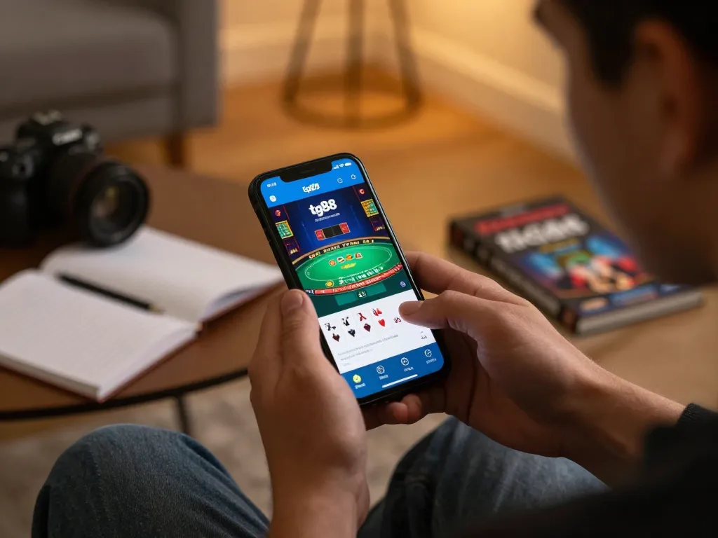 Engaging in strategic gameplay on the tg88 app while enjoying a cozy home environment