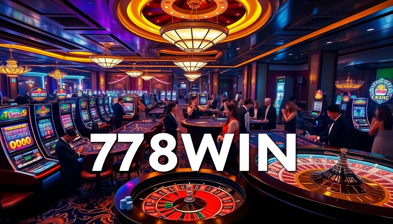 Engaging gamblers in a premium casino experience showcasing 78WIN with vibrant tables and winning opportunities.