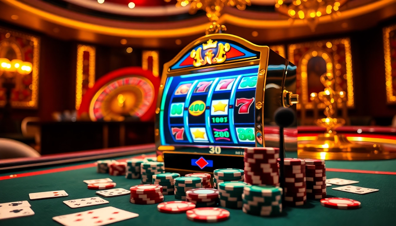 Experience the excitement of bro138 with vibrant slot machines and casino games in a luxurious setting.