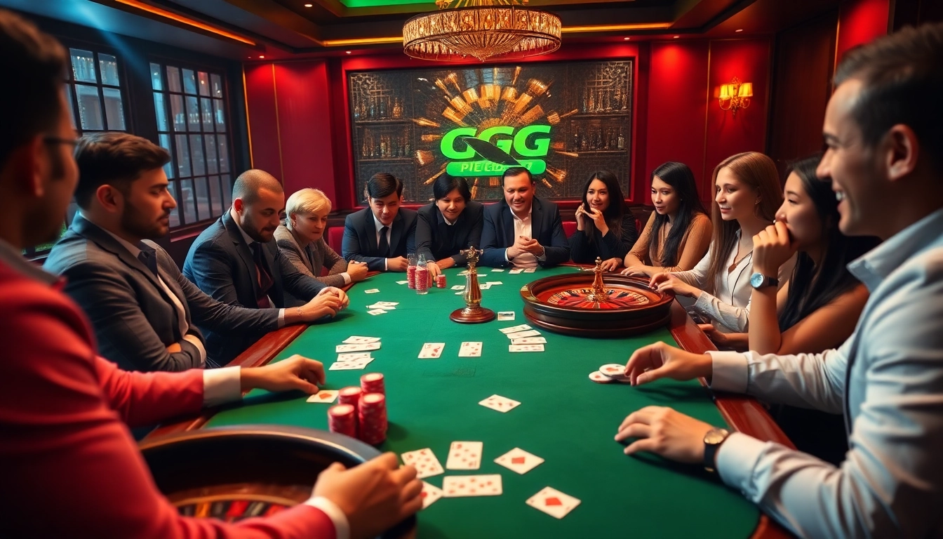 Exciting poker game at ClubGG poker club featuring players and colorful chips.