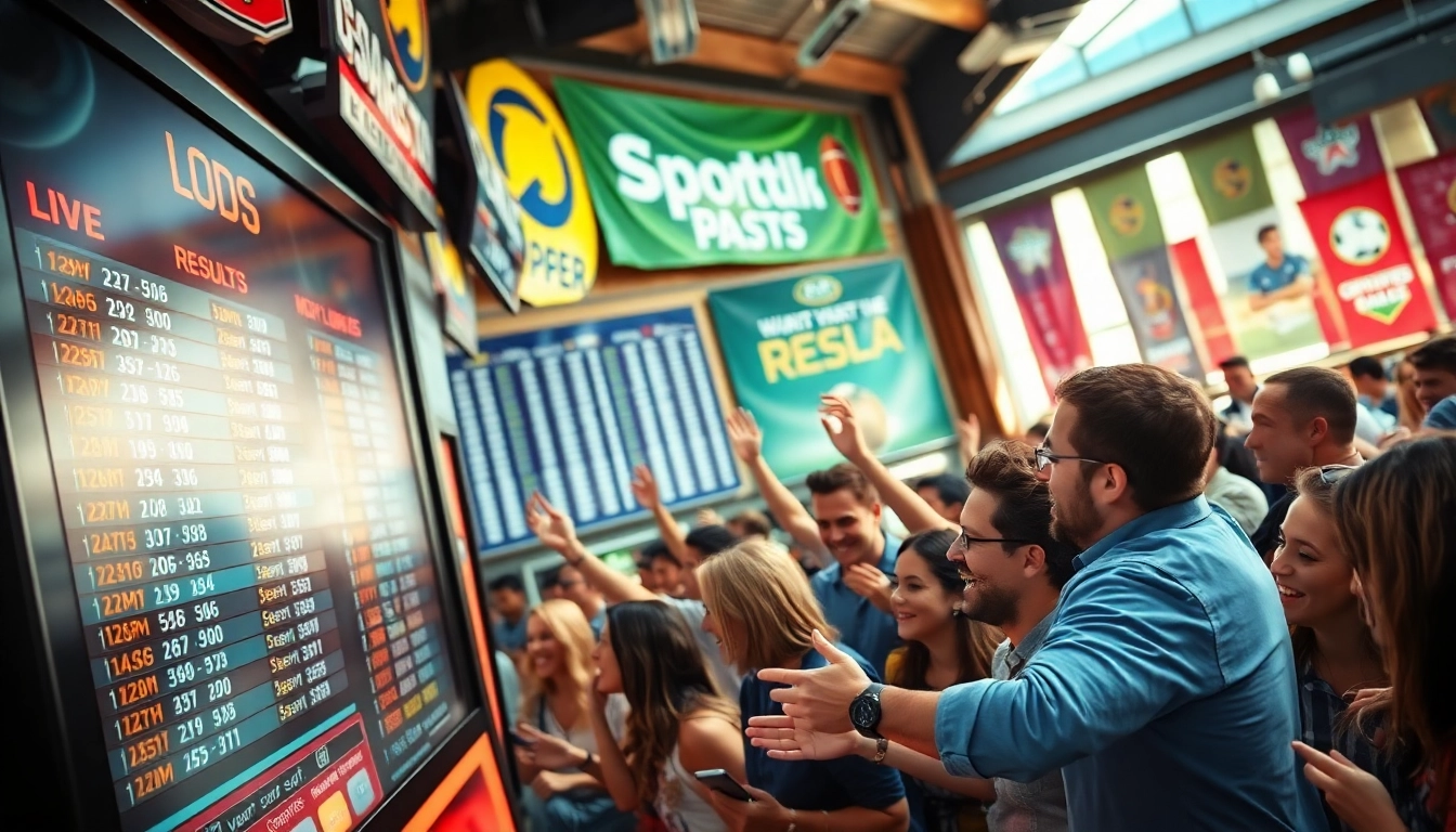 Engaging sports betting scene with live odds display, showcasing excitement and diversity.