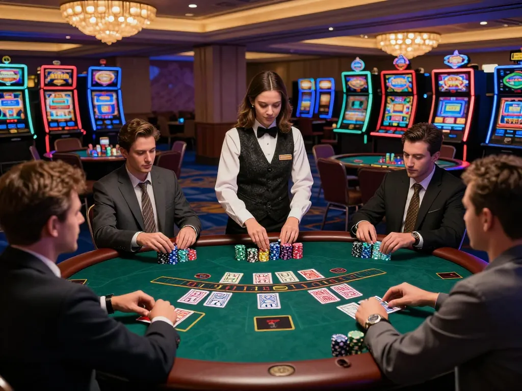 Players engaging in strategic blackjack at 388bet casino with stacks of chips