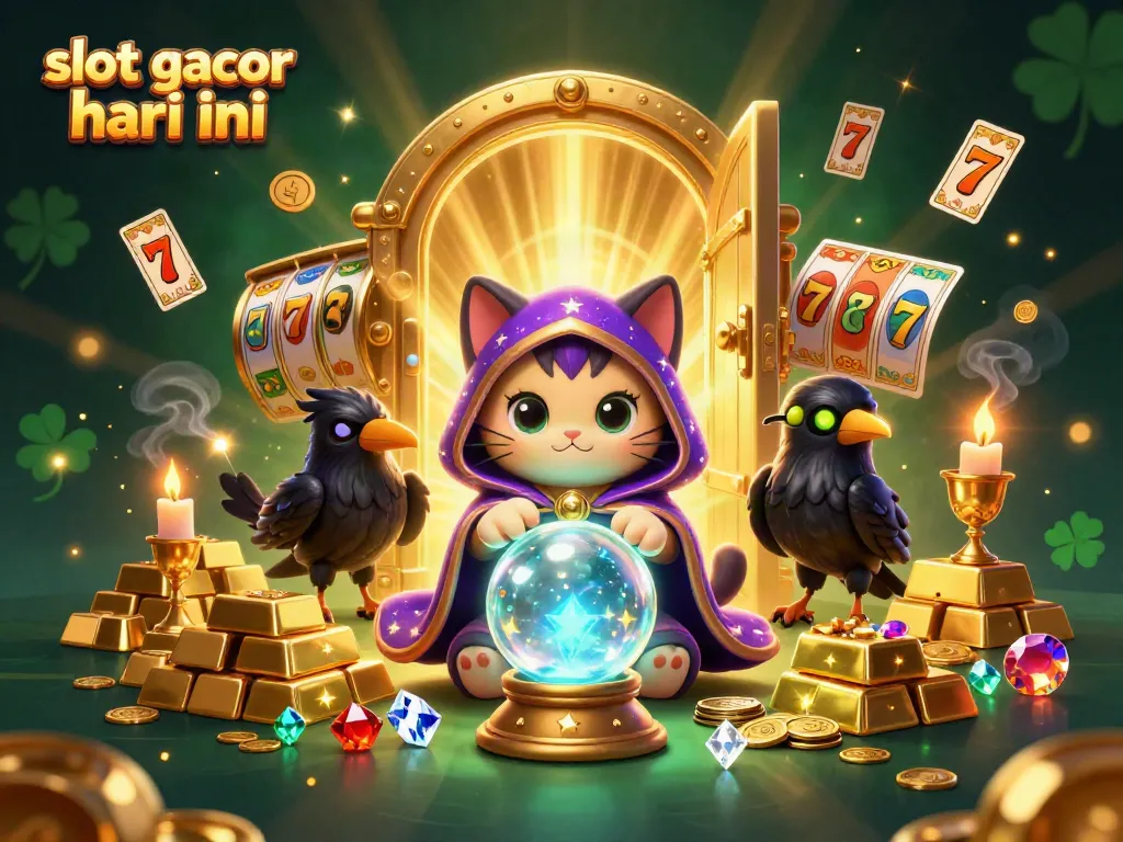 Engage with slot gacor hari ini through an enchanting 3D scene filled with magic and casino elements.
