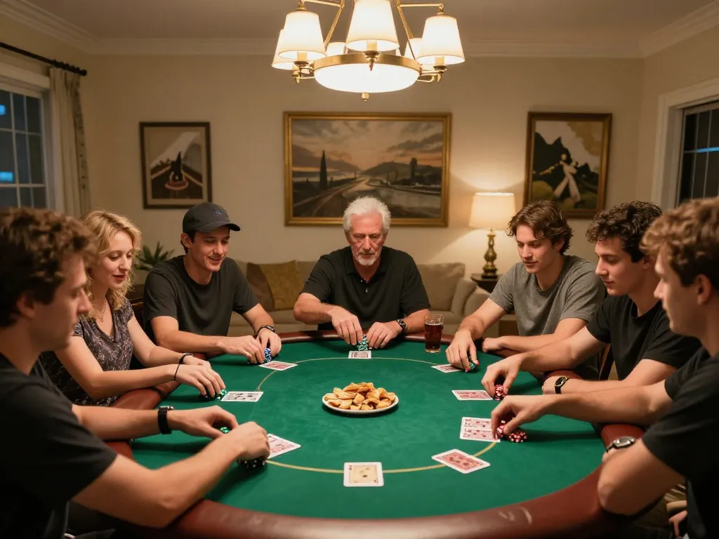 Playing poker with friends at home, featuring engaging strategies at Rik vip.