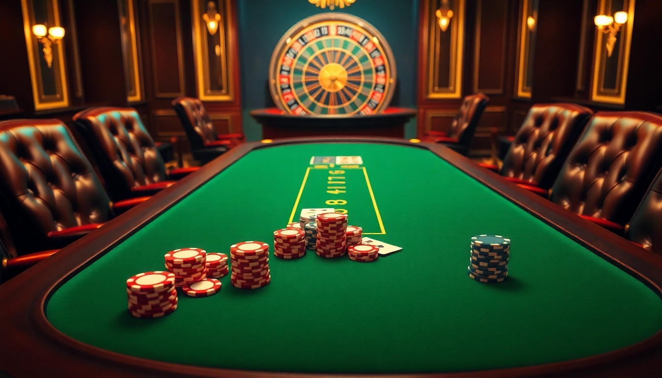 Experience the excitement of 5z777 at a luxurious poker table with vibrant chips.