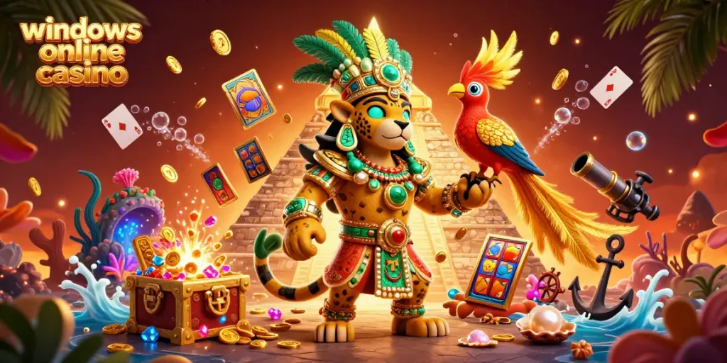 Experience the thrill of a windows online casino with vibrant 3D characters and lively game elements.