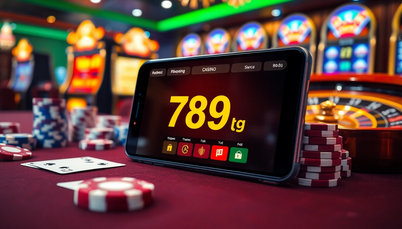 Vive la emoción de apostar en la plataforma 789g con elementos de casino vibrantes como fichas de póker y cartas.