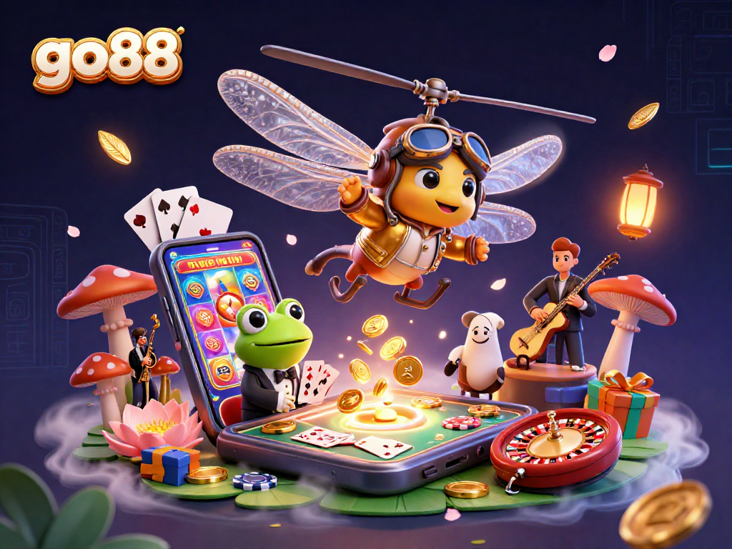 Experience go88's thrilling casino environment with vibrant characters and dynamic gaming elements showcasing excitement.