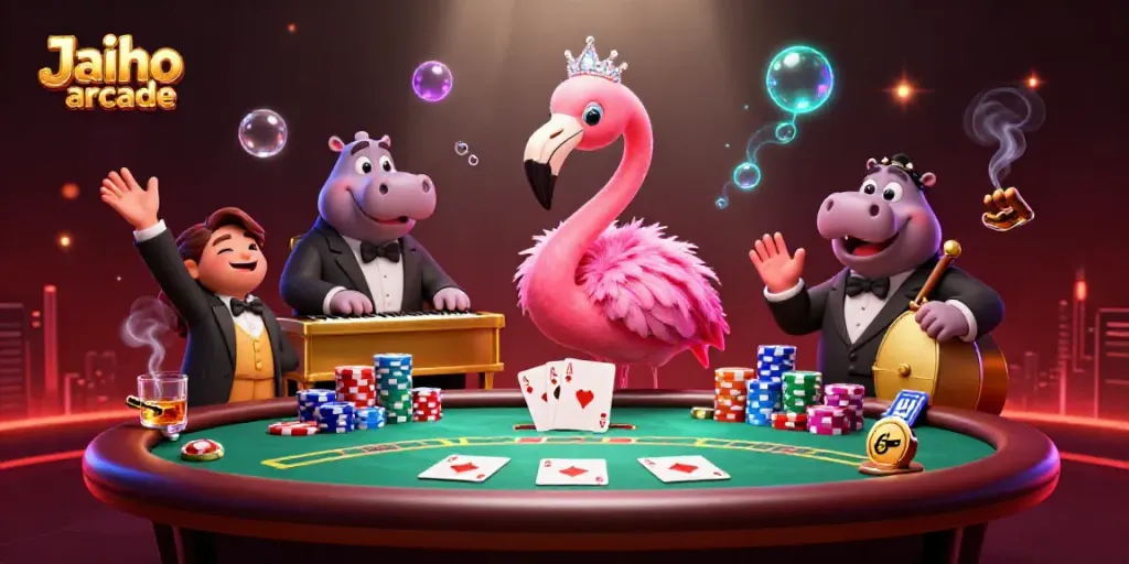 Experience thrilling gameplay with Jaiho arcade, featuring vibrant casino characters and dynamic elements.