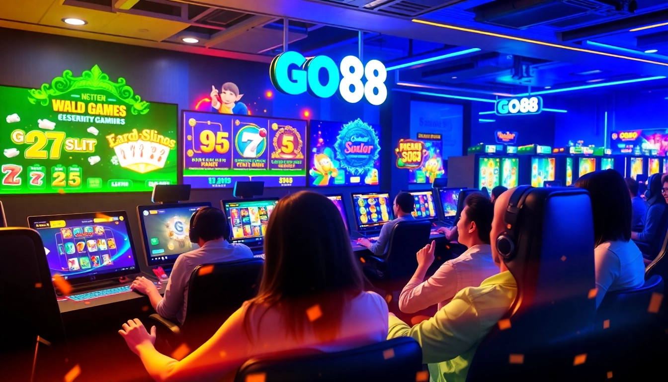 Gaming portal GO88 showcasing vibrant online gaming experience with players engaged.