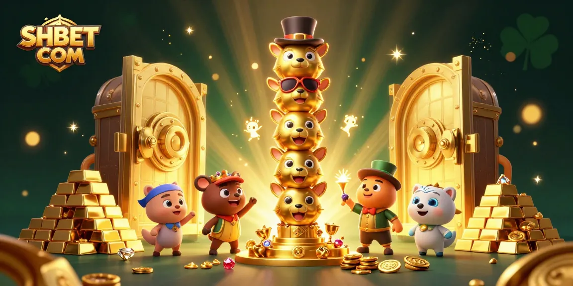 Experience the excitement of winning at SHBET COM with a vibrant casino-themed illustration featuring a golden totem pole and treasure.