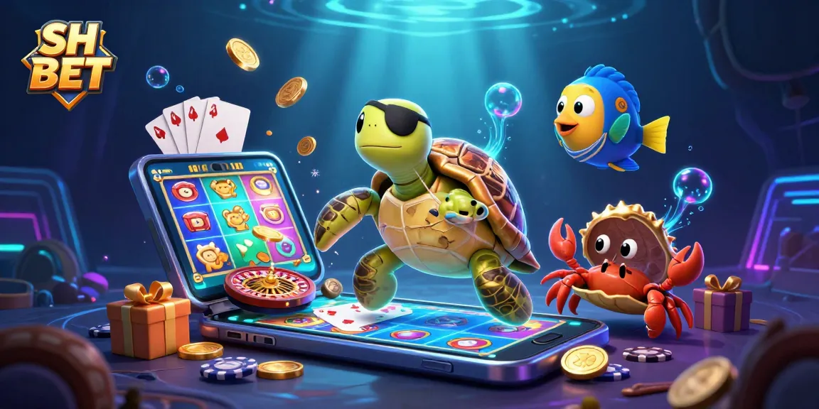 Engaging scene showcasing SH BET characters over a vibrant 3D casino backdrop, inviting gamers to play.