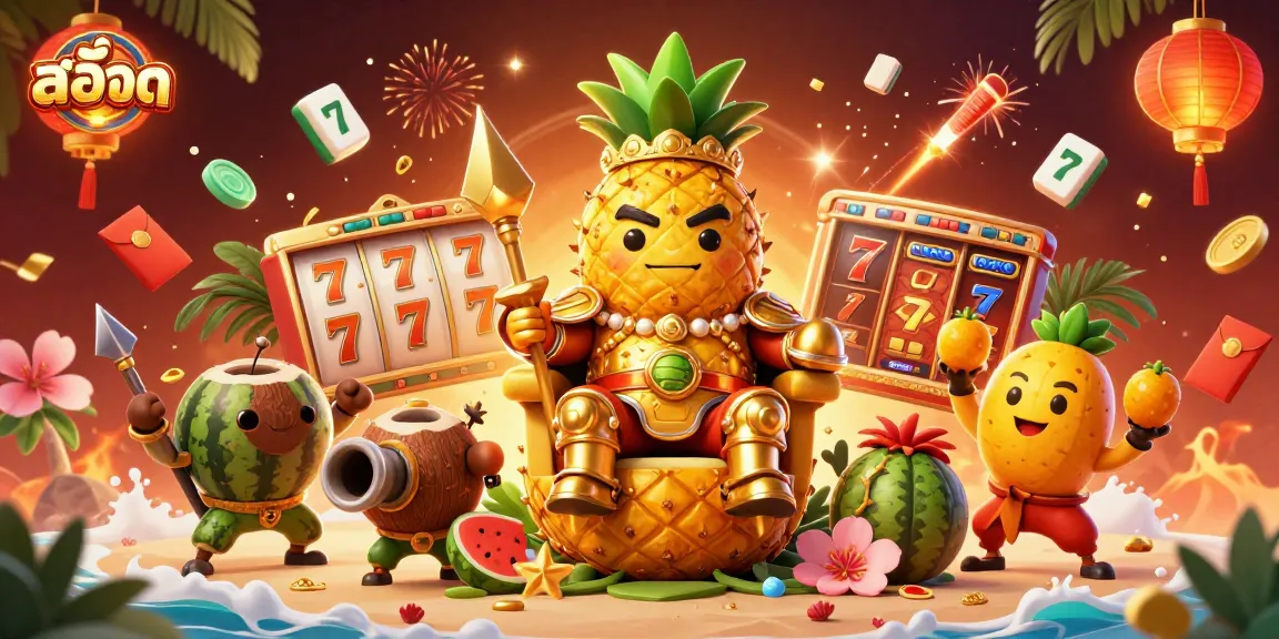 Spin the slot reels with the golden pineapple king and discover สล็อต jackpots in this vibrant casino scene.