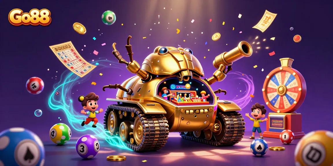 Engage with Go88's thrilling games in a vibrant 3D casino scene packed with excitement.