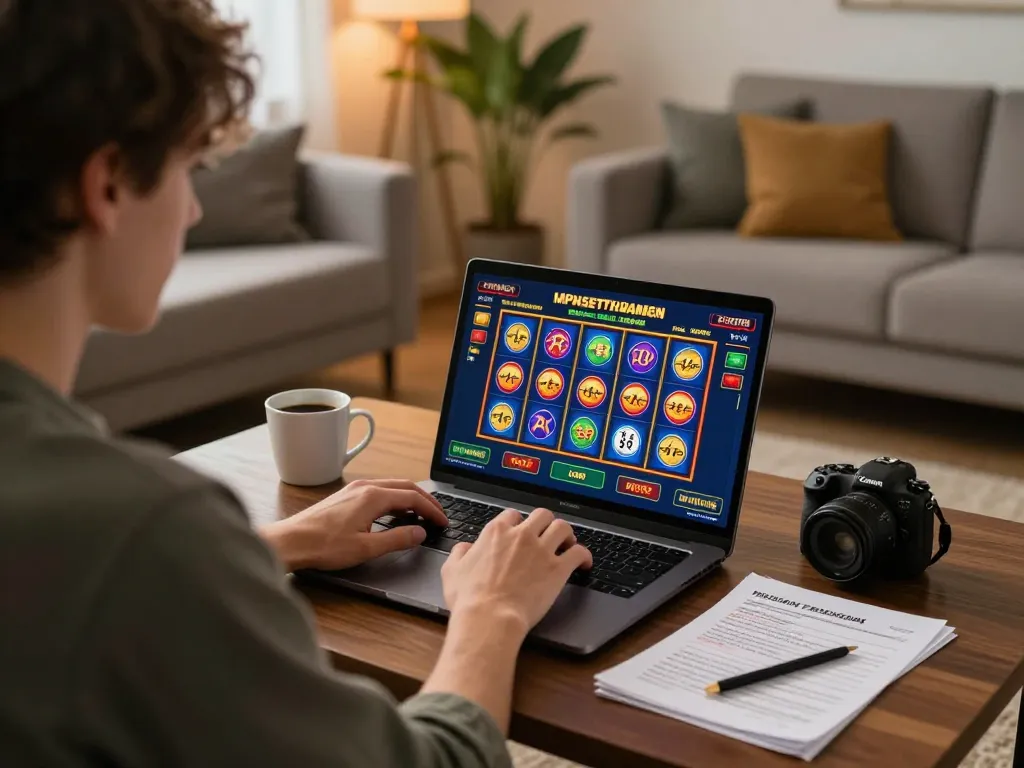 Engaging with Canadian online casinos through a laptop gaming session at home