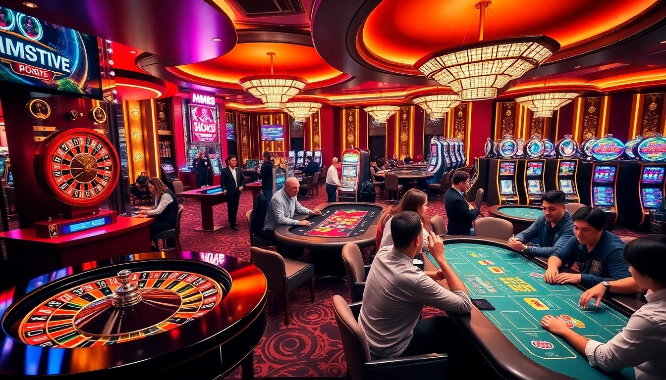 Experience MM88 HOW gaming excitement with lively casino tables and vibrant slot machines.