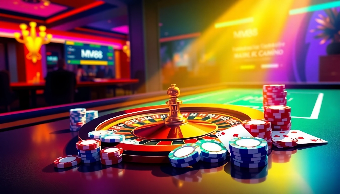 Experience the excitement at MM88's online casino with vibrant gambling visuals.