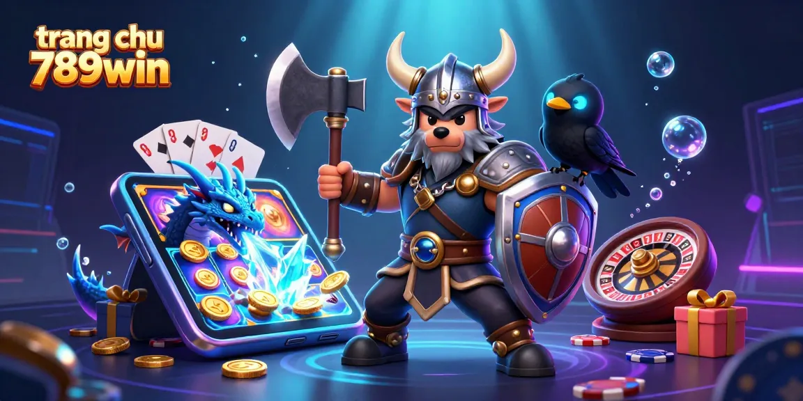 Engage with the vibrant game of slots at trang chu 789win, featuring a fierce dragon and Viking warrior.