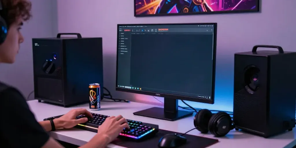 Player engaging with the loket88 slot interface in a vibrant gaming setup.