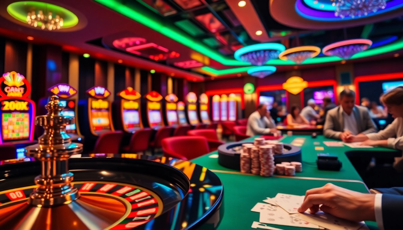 Experience the thrill at nhà cái jun88 with vibrant casino activities, including roulette and slot machines.