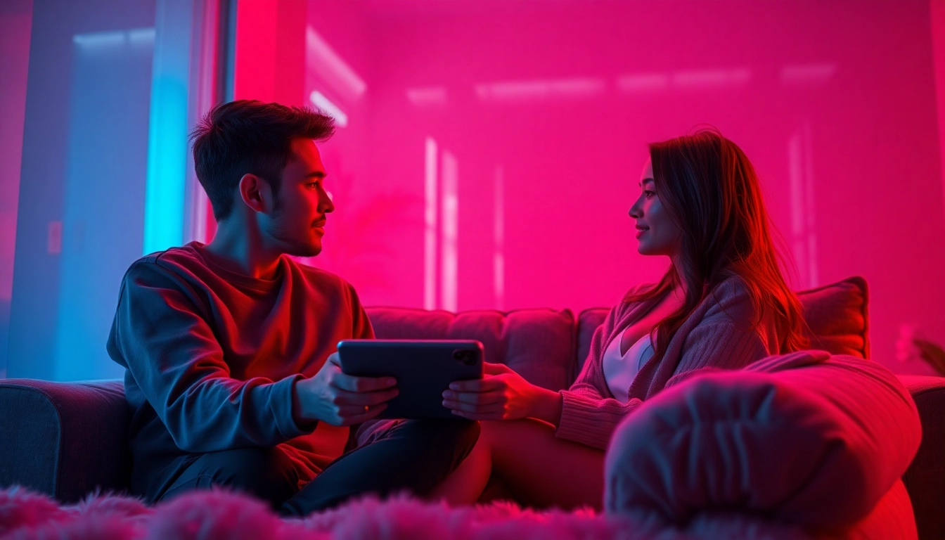 Engaging in sex ai chat with an AI character in a cozy, intimate setting.
