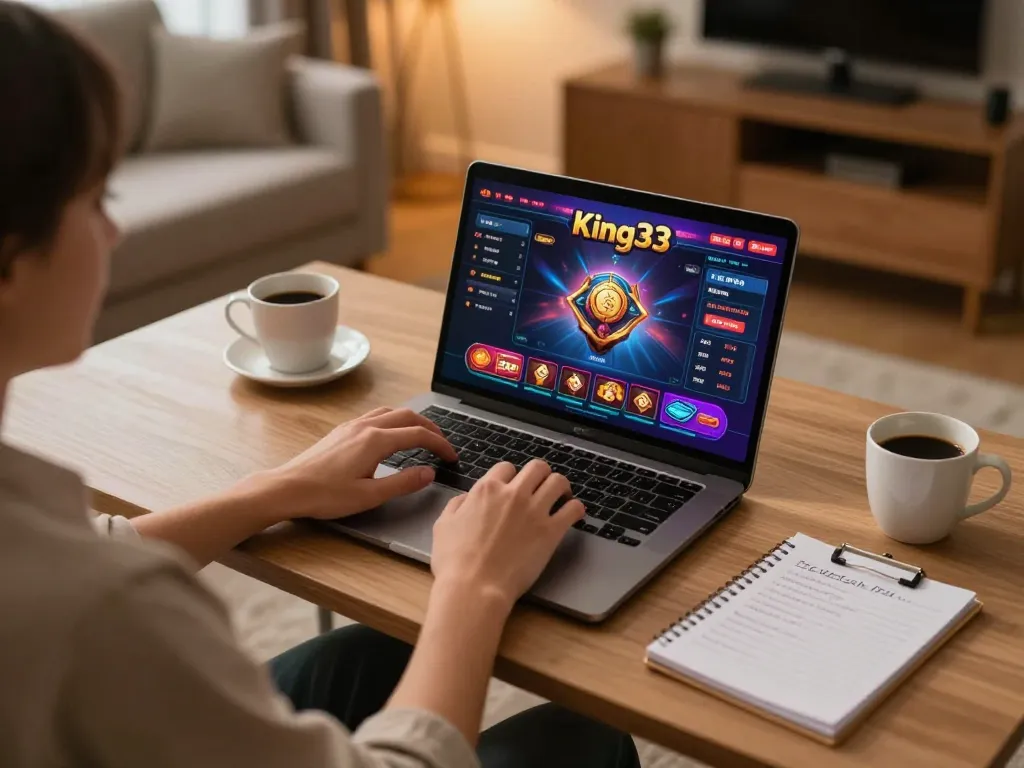 Engaging in strategic gameplay on King33 online casino from a cozy home setup