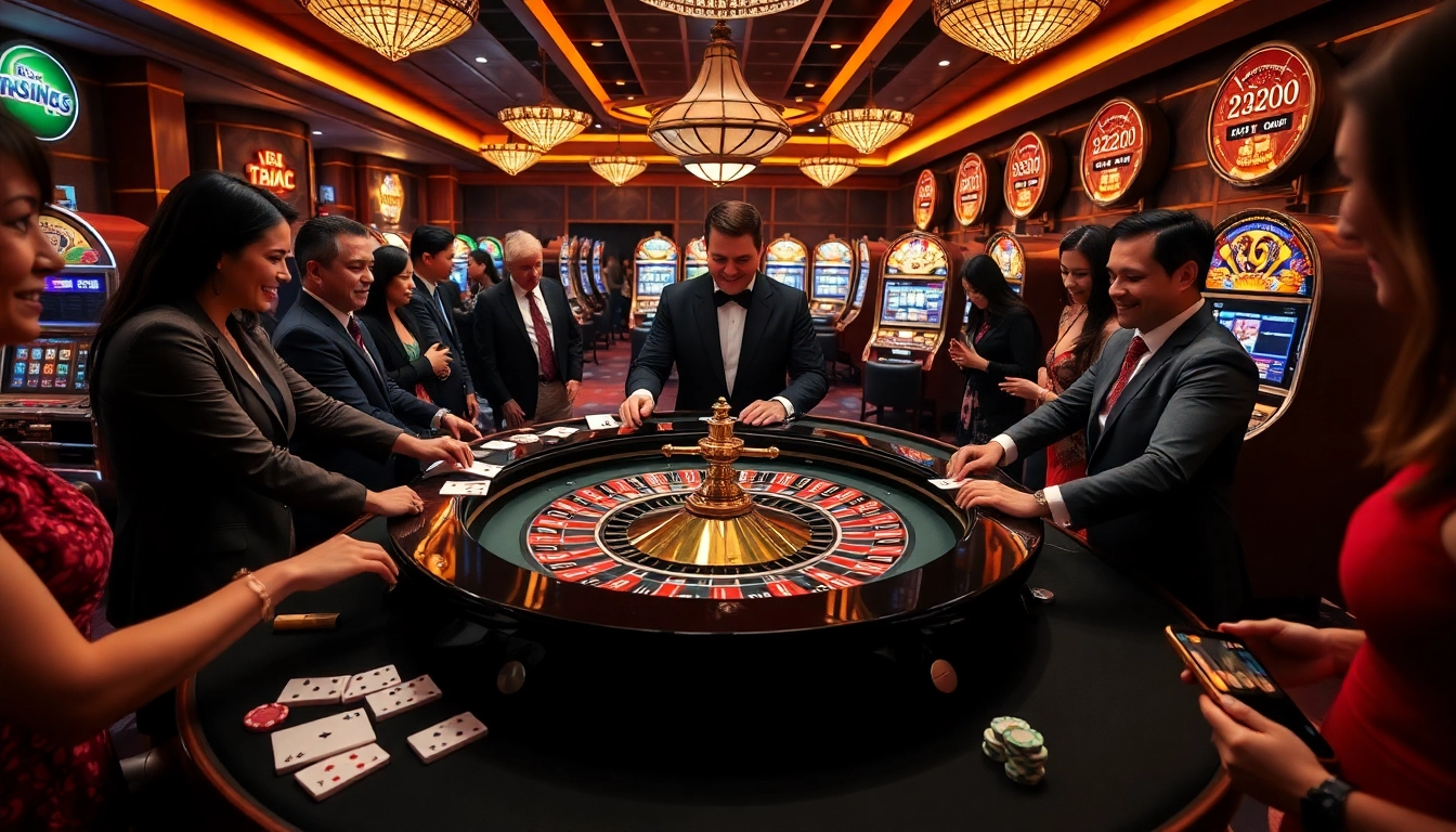 Experience excitement at 22JL casino with engaging players at the roulette table.