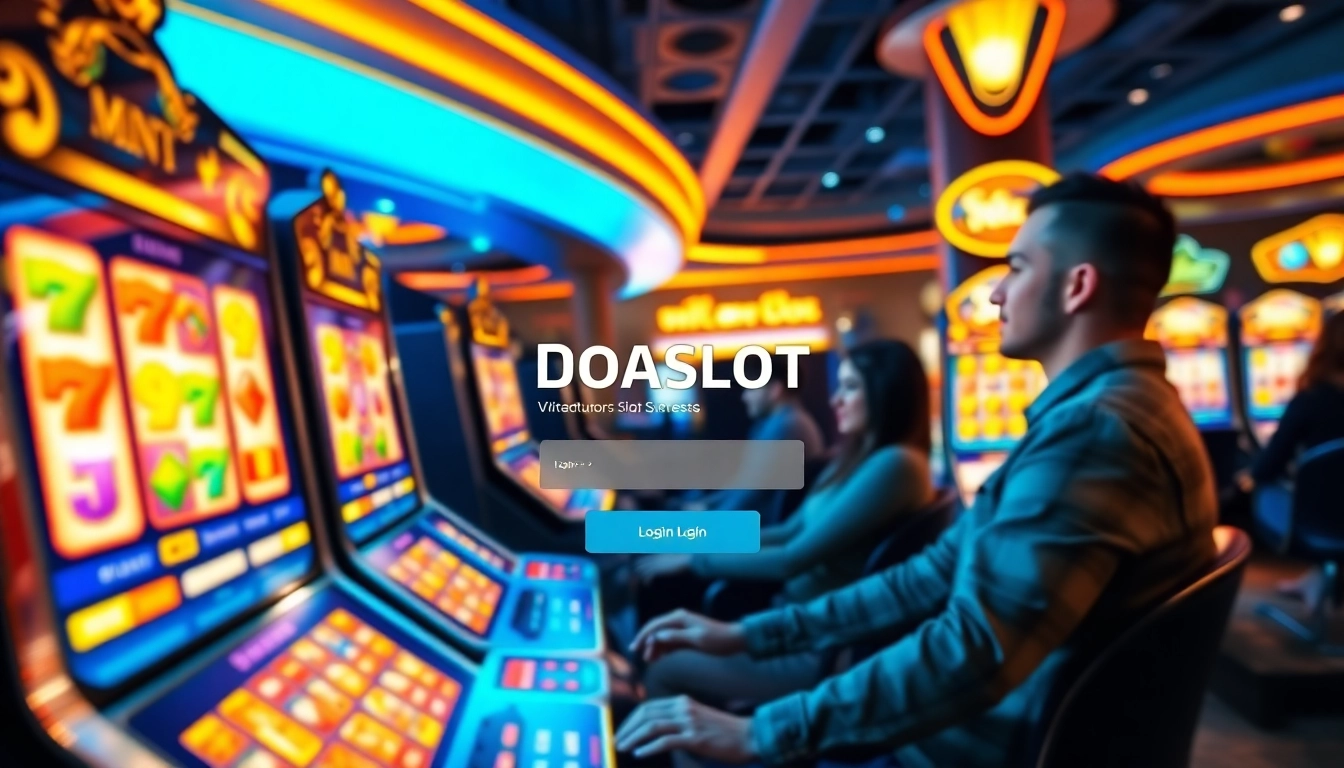 Vibrant digital login interface for doaslot, showcasing exciting slot game interactions.