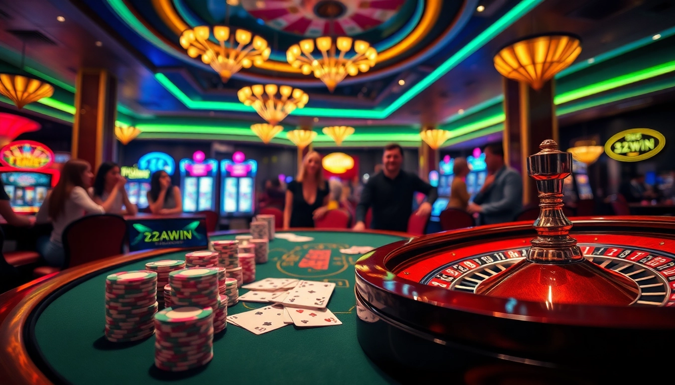 Experience the thrill of 32win com at a vibrant casino table with chips and cards.