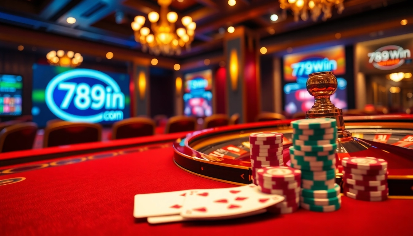 Engaging scene of poker chips and a roulette wheel at 789win com online casino.