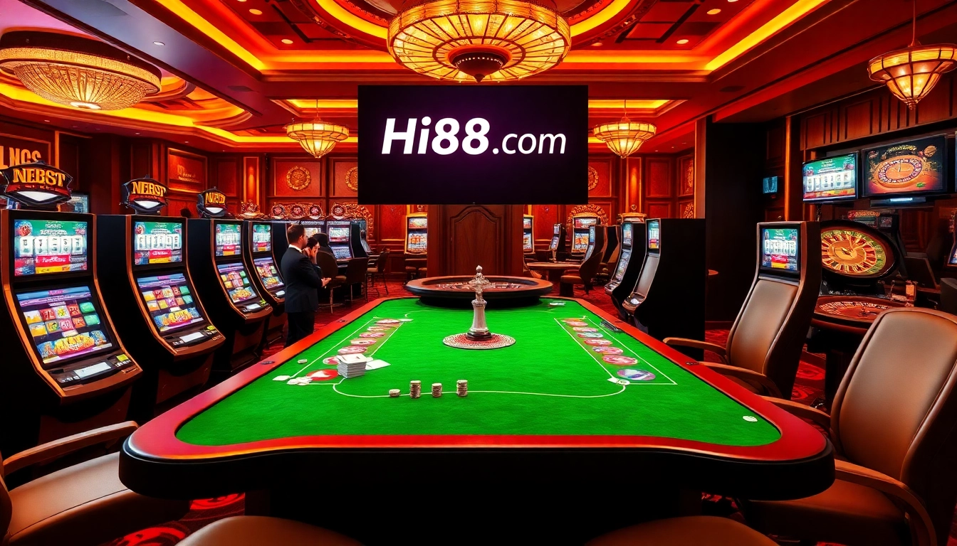 Experience exhilarating betting at Hi88.com with vibrant casino tables and engaging dealers.