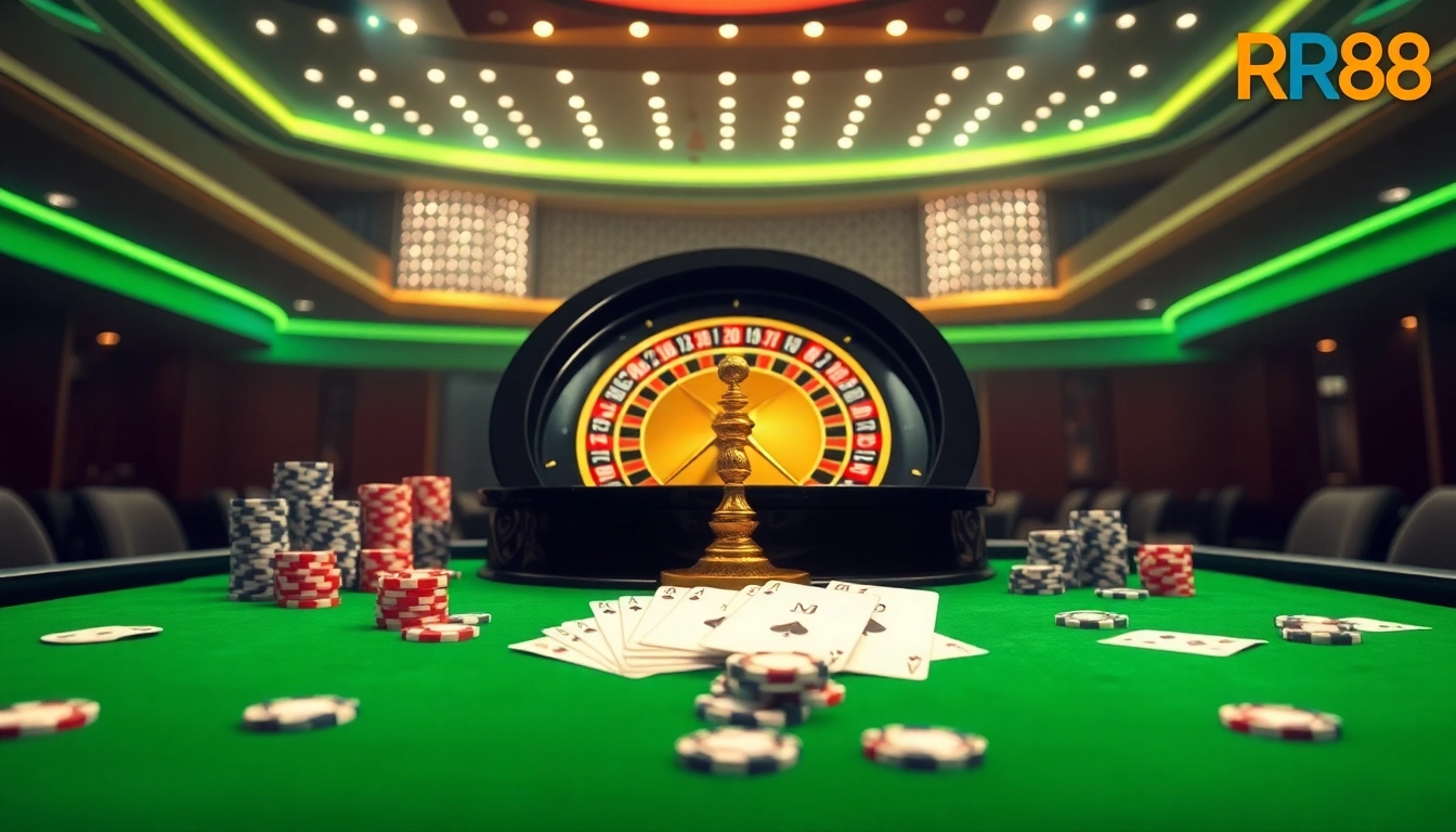 Experience high-stakes gaming action at Nhà Cái RR88 with classic casino elements.