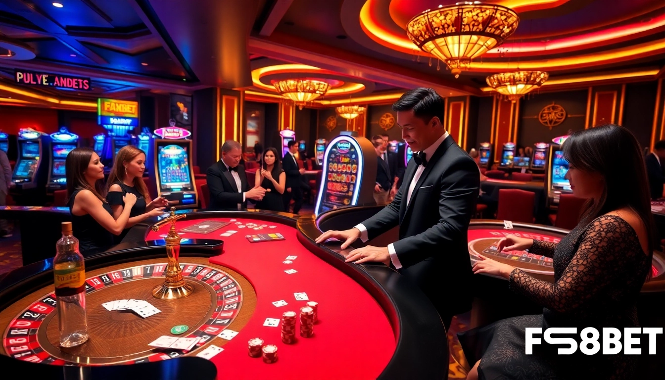 Experience thrilling gameplay at F88BET with vibrant casino tables and professional dealers.