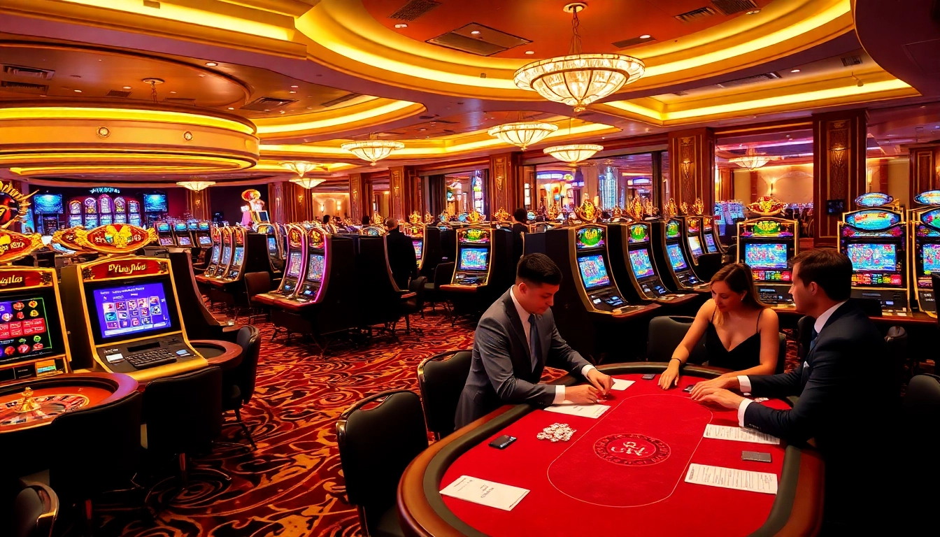 Players enjoying a thrilling casino experience with jagoan86 slots and tables.
