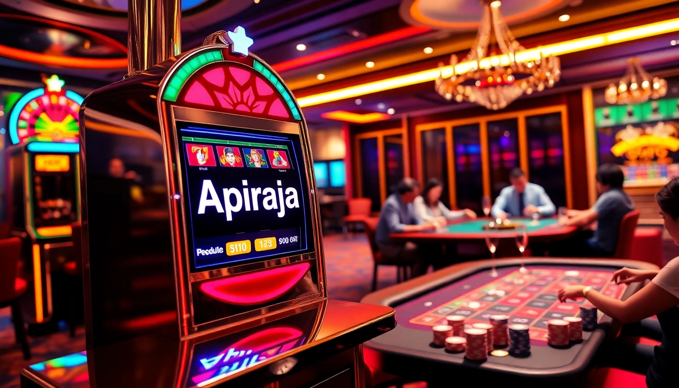 Engaged players enjoying the excitement of slot apiraja88 in a luxurious casino setting.