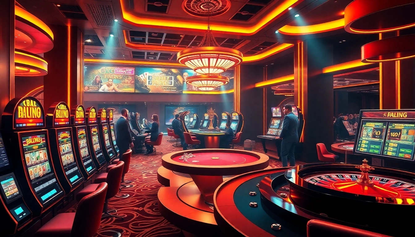 Exciting online gambling interface showcasing gilajp with vibrant slot machines and poker action.